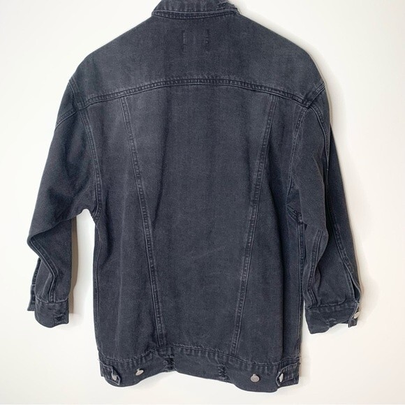 Love Tree Denim Black Oversized Distressed Jean Jacket Small - Picture 7 of 13